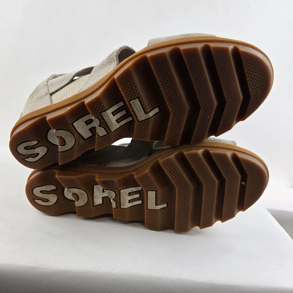 Sorel‎ Womens Joanie II Lace Wedge Sandal Grey Suede Size 8 Streetwear Edgy